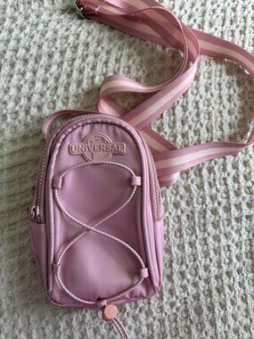 Universal Pink Mini Crossbody with Striped Adjustable Strap